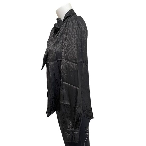 SIX FIFTY CLOTHING Black Neck Tie blousy sateen Freya Top‎ size Small New! - Picture 4 of 9